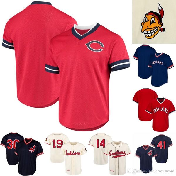 

Mens Cleveland 41 Carlos Santana 1948 Satchel Paige 1951 Larry Doby 1986 Joe Carter Indians Retro Baseball Jerseys S-XXXL