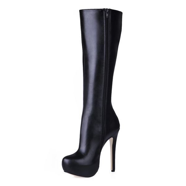 

party stiletto high heel platform women knee-high boots rodilla botas mujer tacon alto de aguja langschaft moda yj3463bt-b1, Black