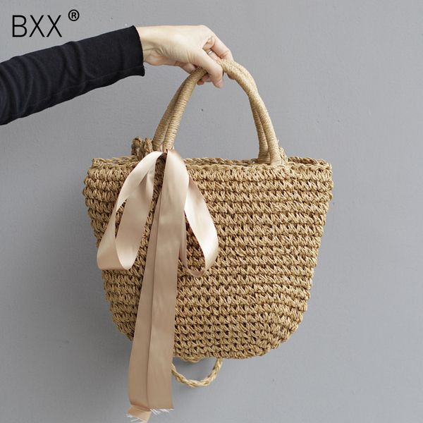 

bxx] 2020 summer vinatge design bowtie single strap bag straw seaside sandy beach flap all match handbag lm506