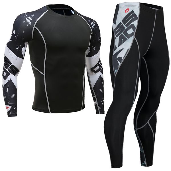 

new thermal underwear men's underwear sets compression fleece sweat quick-drying thermal men's clothing, Gray