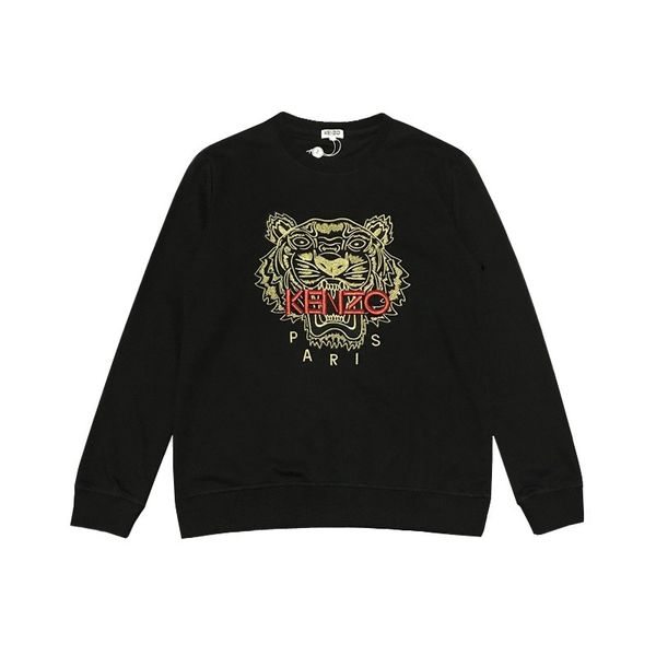 

new seasons mens womens sweaters golden thread red letter tiger head embroidery sweatshirts o-neck collar pullover sweatershirts b103699v, Black