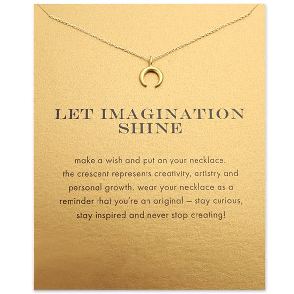

crescent moon alloy pendants with card women necklaces gold silver colors ox horn pendant necklaces fashion jewelry