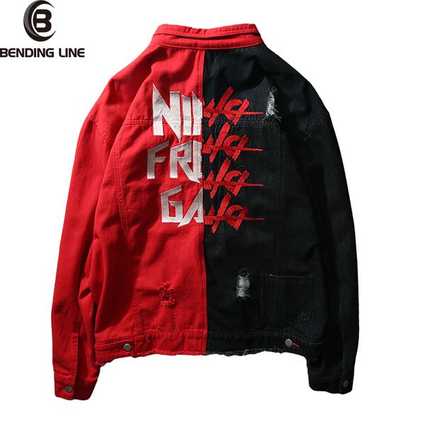 

mens hip hop jeans пальто куртки мужская одежда проложенная джинсовой куртки trucker rugged wear размер проложенная denim asian m-xxl, Black;brown