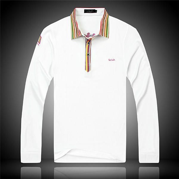 

20ss высокое качество европейский и американский большой чистый хлопок творческий дизайн рубашки поло тонкий мужской воротник стойка с длинн, White;black