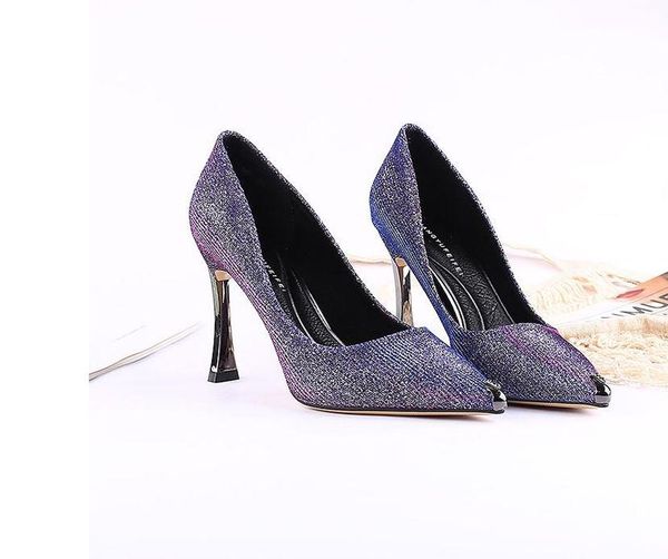 

2020 spring and autumn with new style fashion high heel fine heel pointed end women's cloth shoes @mkiol175, Black