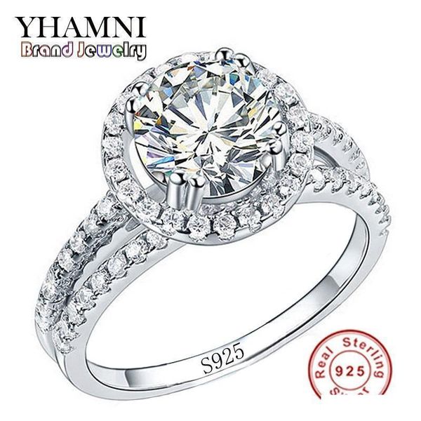 

yhamni fashion jewelry ring have s925 stamp real 925 sterling silver ring set 2 carat cz diamond wedding rings for women 510, Slivery;golden