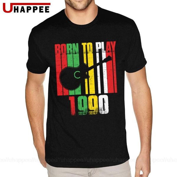 

born to play guitar 1990 tshirt young guy проблемные печати тройники homme короткие рукава скидка merch, White;black