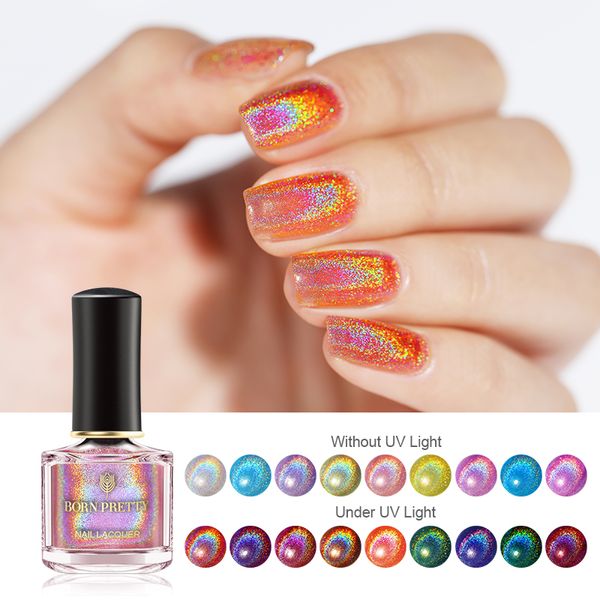 

born pretty holographic nail polish pink glitter shimmer laser holo nail art varnish color diy design 6ml polish