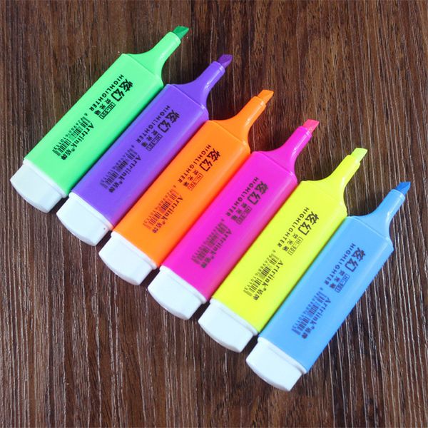 

comix 6 pcs high-capacity highlighter color marker office hook line pen marker pen student use color to mark colorful
