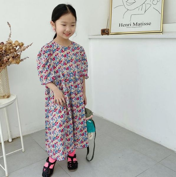 

2020 korea style girls printed dress fashion cotton summer girls dresses 2-7 years ho793, Red;yellow