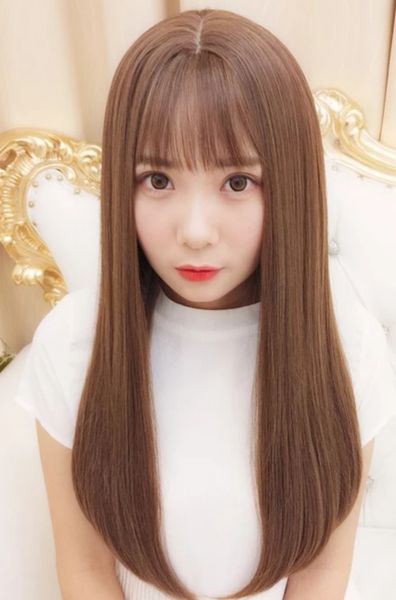 Wig Female Long Straight Hair Air Bangs Lifelike Part Of The Large Scalp Pear Head Simulation Of The Whole Head Hair Cover Kanekalon Wigs Lace Front