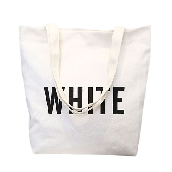 

ladies canvas tote bag handmade shopping school travel women folding shoulder shopping bags(white