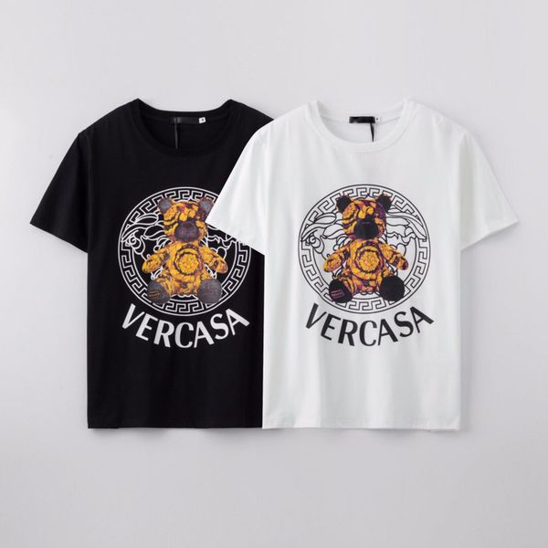 

designer paris fan summer t-shirt men's ladies summer european casual t-shirt cotton alphabet fashion short-sleeved medusa t-shirtjynk, White;black