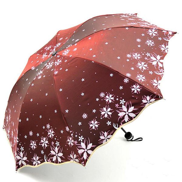 

2019 new arrival beautiful flowers umbrella fashion glitter color changing women umbrellas blossom girl sun parasol gift sp048