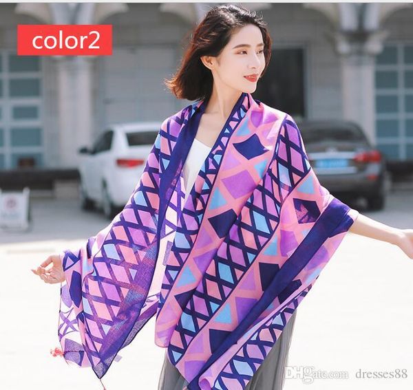

ethnic style cotton linen scarf woman summer seaside travel super large sunscreen beach scarf wholesale shawl, White