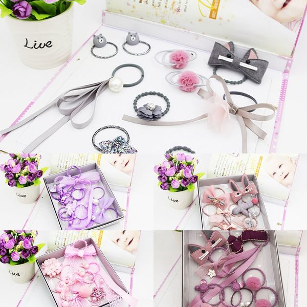 

r6ewf princess cartoon resin rubber band fabric butterfly knot ring girl gift box set rubber band hair rope accessory hair rope children&#03, Slivery;white