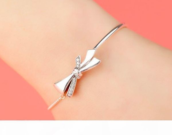 

s925 silver girl bracelet bow valentine's day birthday gift new girl diamond japan and south korea, Black