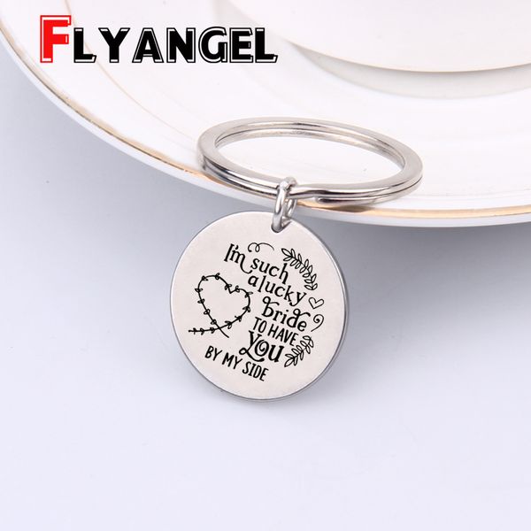 

engraved keyrings i'm such a luck bride to have you by my side key holders wedding gift for bridesmaid simple fashion bag charm, Silver