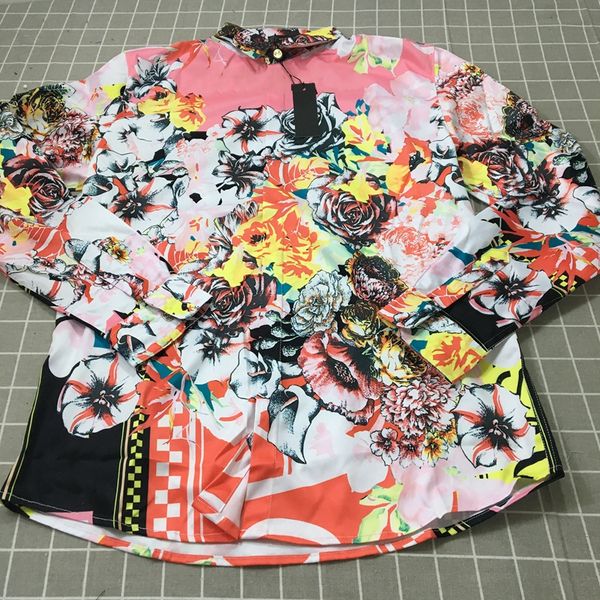 

Wholesalethe New Style Whole Body Floral Printing Mens Designer Dress Shirts Fashion Casual Medusa Shirt Hot Sale Men Silk Shirt