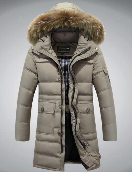

m ~ 4xl плюс размер осень зима straight мужчины белая утка вниз куртки и пальто из искусственного меха воротник повседневный марка белья, Black