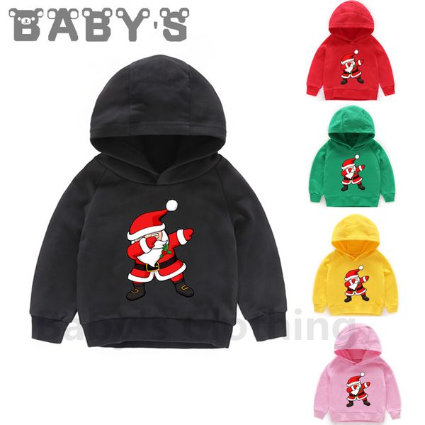 

children hooded hoodies kids christmas dabbing santa cartoon sweatshirts baby pullover girls boys funny clothes,kmt5112, Black