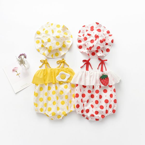

baby clothing kids Sleeveless romper Strawberry Print 100% cotton baby romper + hat Baby & Kids Clothing
