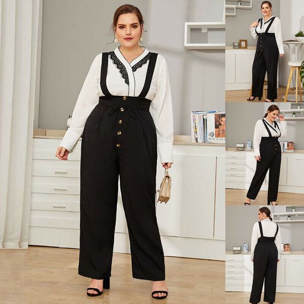 

women's jumpsuits & rompers women fashion streetwear cargo pants black ankle length elastic waist joggers female loose trousers casual, Black;white