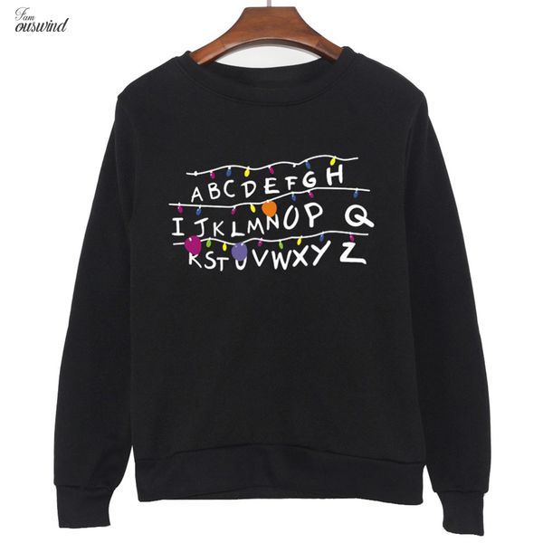 

printed sweatshirt fashion long sleeve womens hoodies sweatshirts funny 26 letters female casual fleece drop shipping, Black
