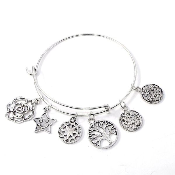 

fancy flower nature series women fashion bracelet long double link rolo chain&box chain stainless steel bracelet for women, Black