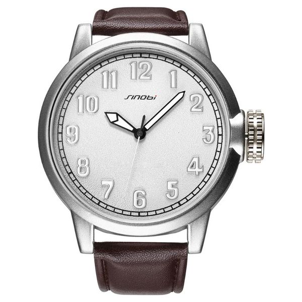 

новый модный бренд досуг мужчины»часы кожа ремешок многофункциональный водонепроницаемый кварцевые мужчины простые часы relogiomasculino, Slivery;brown