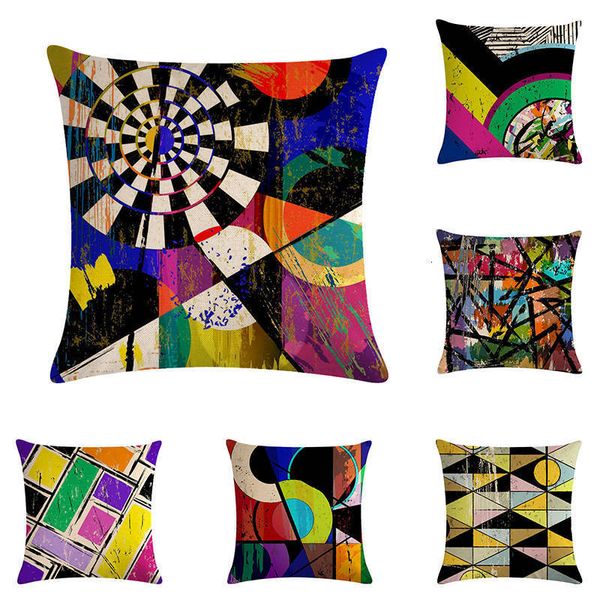 

color geometric pattern cushion cover diamond printed linen pillow case decoration home bedroom office throw pillow cover zy934