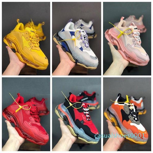 

2020 fashion tripler s 3.0 red pink blue the most beautiful old shoes original correct crystal bottom platform eight layer trainers ac01, Black