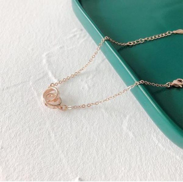 

double ring hollow love sterling silver bracelet female small fresh rose gold simple personality art simple fashion temperament lady jewelry, Golden;silver