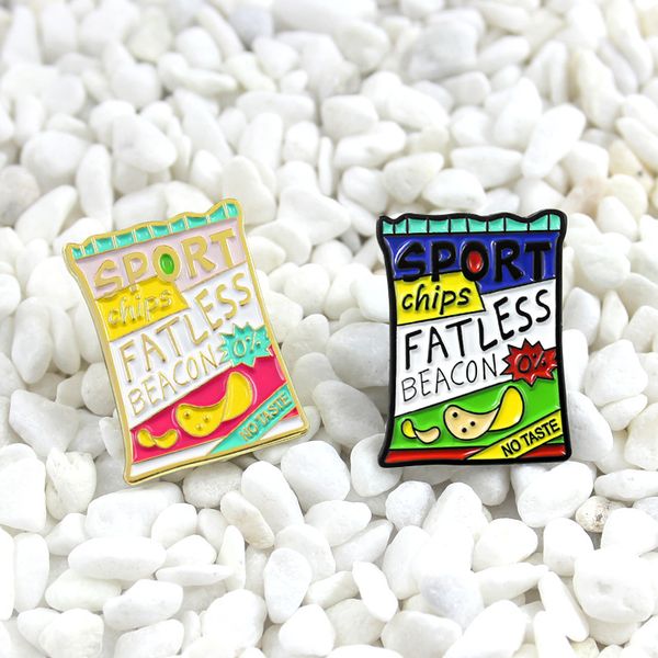 

potato chips junk food puffed food cartoon yellow gift for kids girl personality special brooch ornament lapel badge, Gray