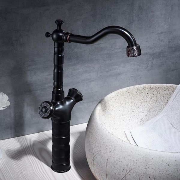 

basin faucets black antique brass deck mounted kitchen bathroom sink faucets dual handle vintage carving and cold mixer taps