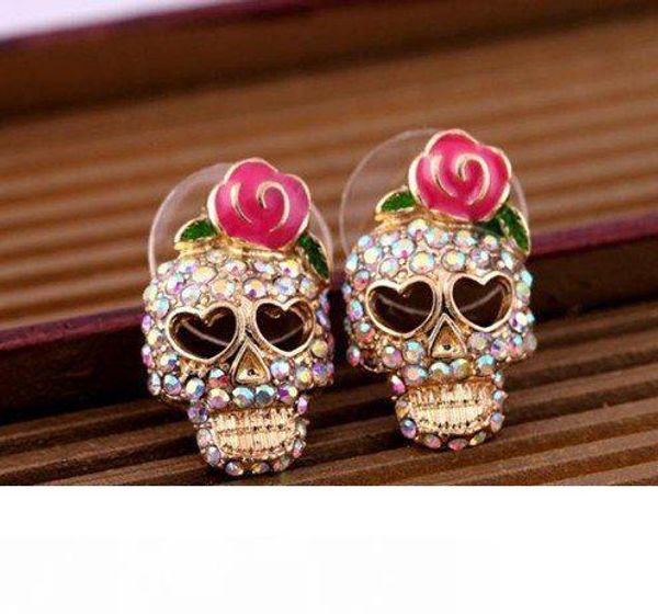 

минута.заказ составляет $10 (mix order) модные украшения новый череп имитация бриллиантовая серьга hot ep-0099, Golden;silver