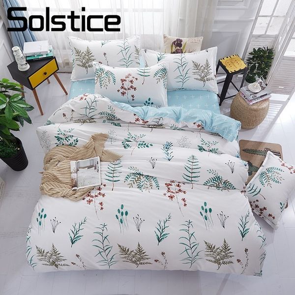 

solstice home textile 3/4pcs king twin bedding set girl kid teen linen brief flower duvet quilt cover pillowcase bed sheet