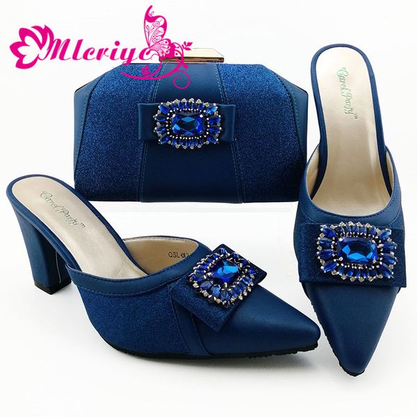 

2019 royal blue color comfortable heels italian shoes with matching bag for woman nigerian shoes and bag set with crystal, Black