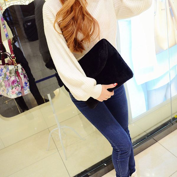 

women clutch plush hand bags sweet envelope bag casual handbag purse -opk