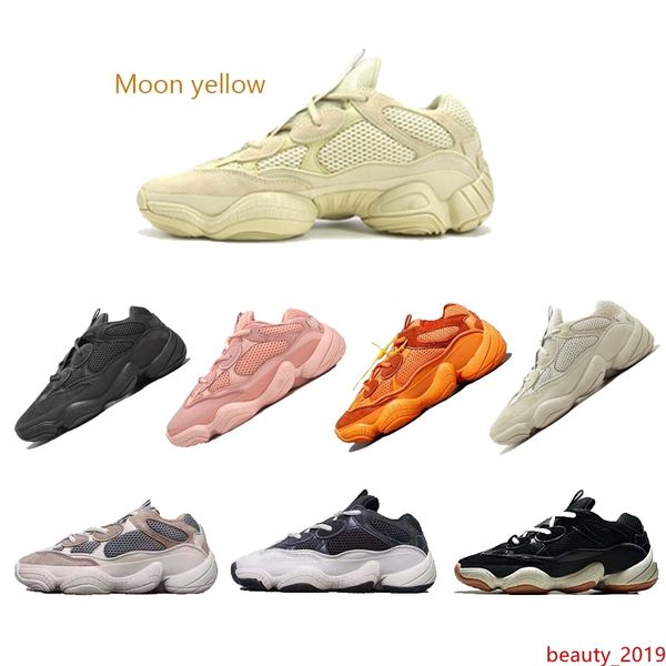 

2019 fashion brand mens women designer men hommes chaussures kanye west 500 moon yellow platform wave runner shoes