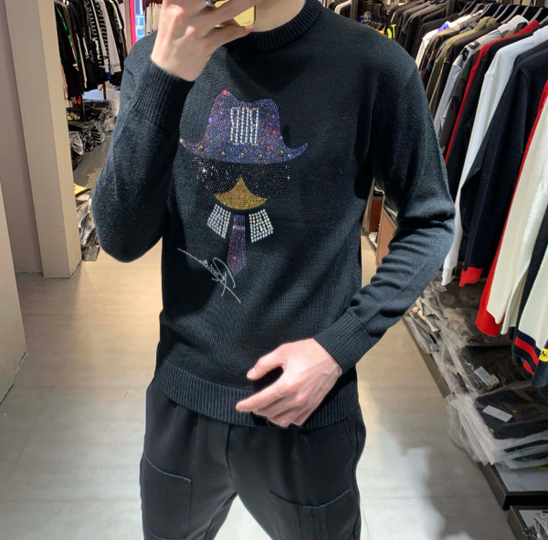 

man 2020 new men's sweater european style top, White;black