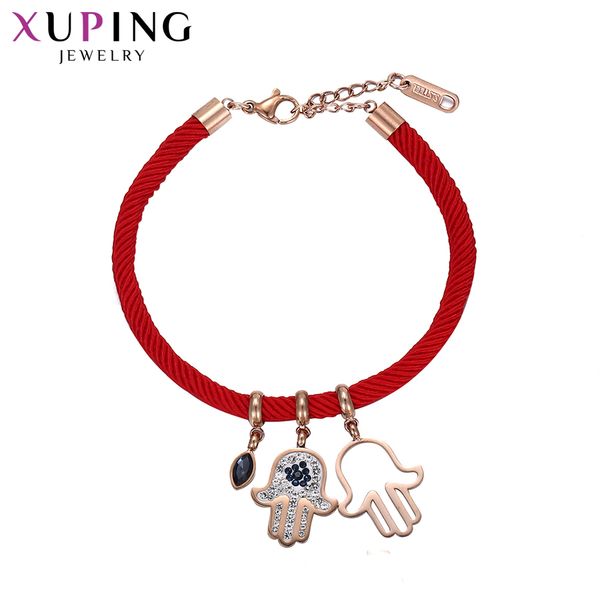 

xuping romantic for women chinese style gifts red rope rose gold-color plated bracelets fashion elegant jewelry s215-76753, Golden;silver