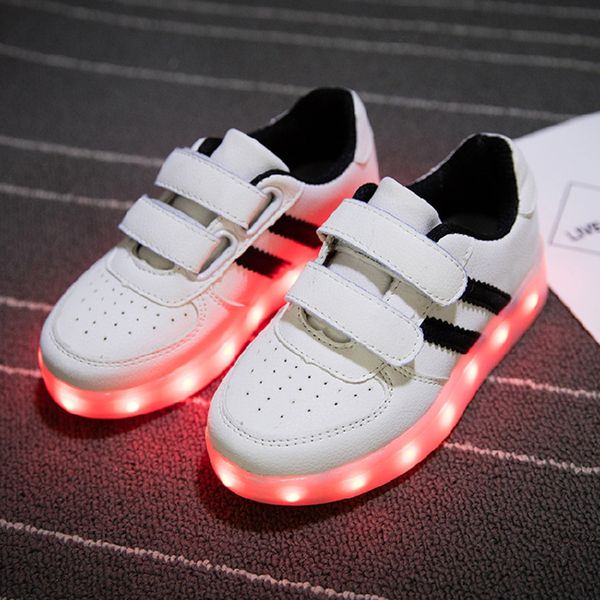 

size 25-34 usb charger glowing sneakers basket led children lighting shoes girls boys illuminated krasovki luminous sneakers, Black;red
