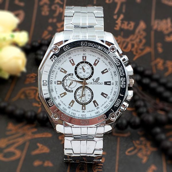 

men's steel band watch orlando classical watch men's quartz male, Slivery;brown