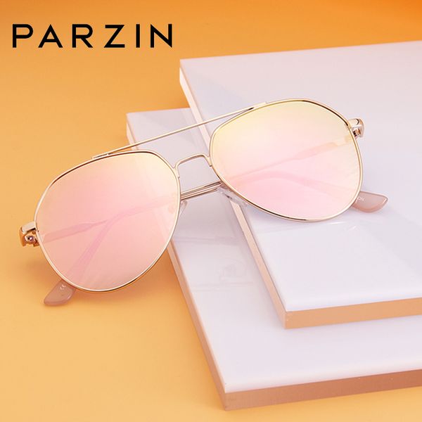 

parzin new pilot sunglasses women driving alloy frame uv400 mirror women sunglasses men brand designer fashion high quality, White;black