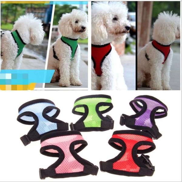 

nylon pet mesh harness soft net dog mini vest adjustable breathable puppy harness dog supplies 10 color yz293