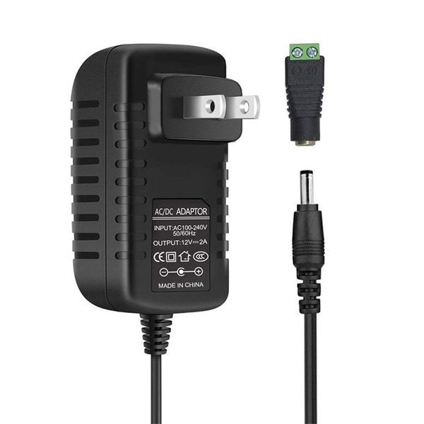 

12v led light bar open power switch 2a 24w, led light with 5.5 / 2.1 dc female connector screw adapter ac110v / ac220v