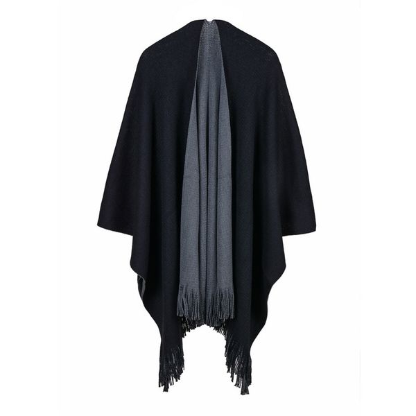 

solid simple soft long women cloak imitation cashmere double-side cape outside warm capes ladies wraps autumn poncho, White