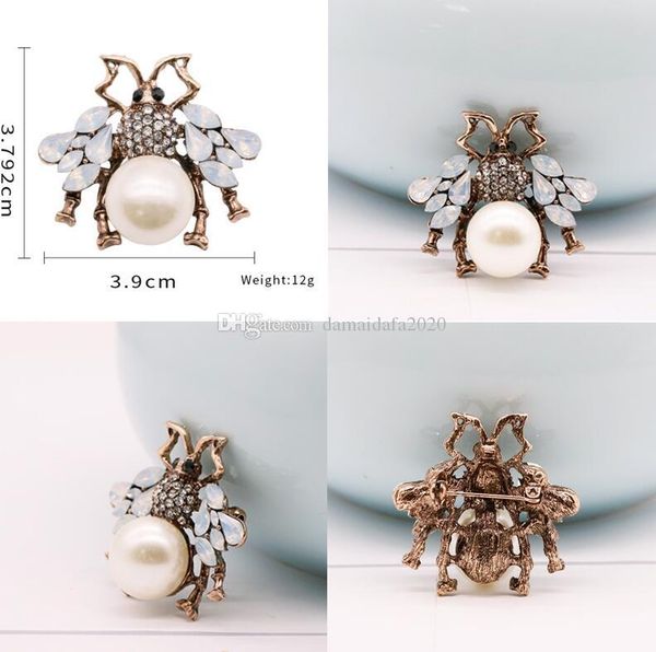 

new lady creative insect pendant diy gold plated diamond pin animal brooch accessories wholesale, Gray