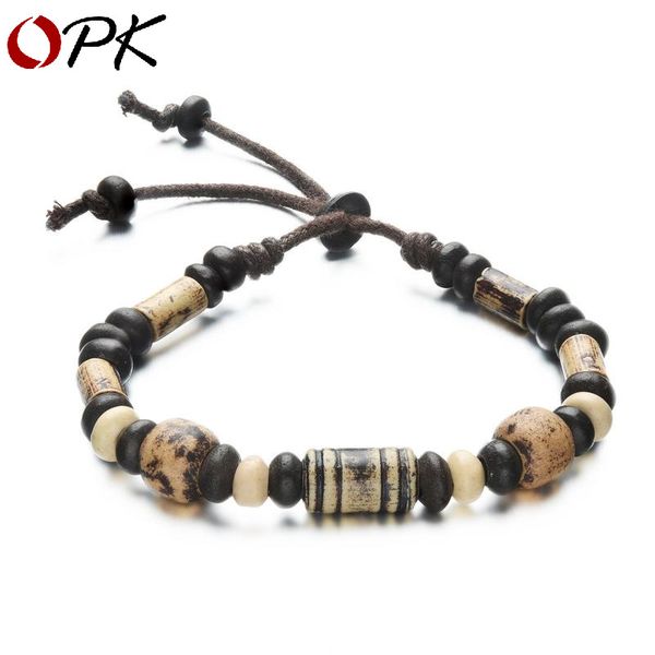 

2020 new style men hand-painted retro ceramic bracelets hand-woven fired clay beaded bracelet carrying strap slidable regulation, Golden;silver